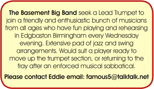Basement Big Band want trumpet